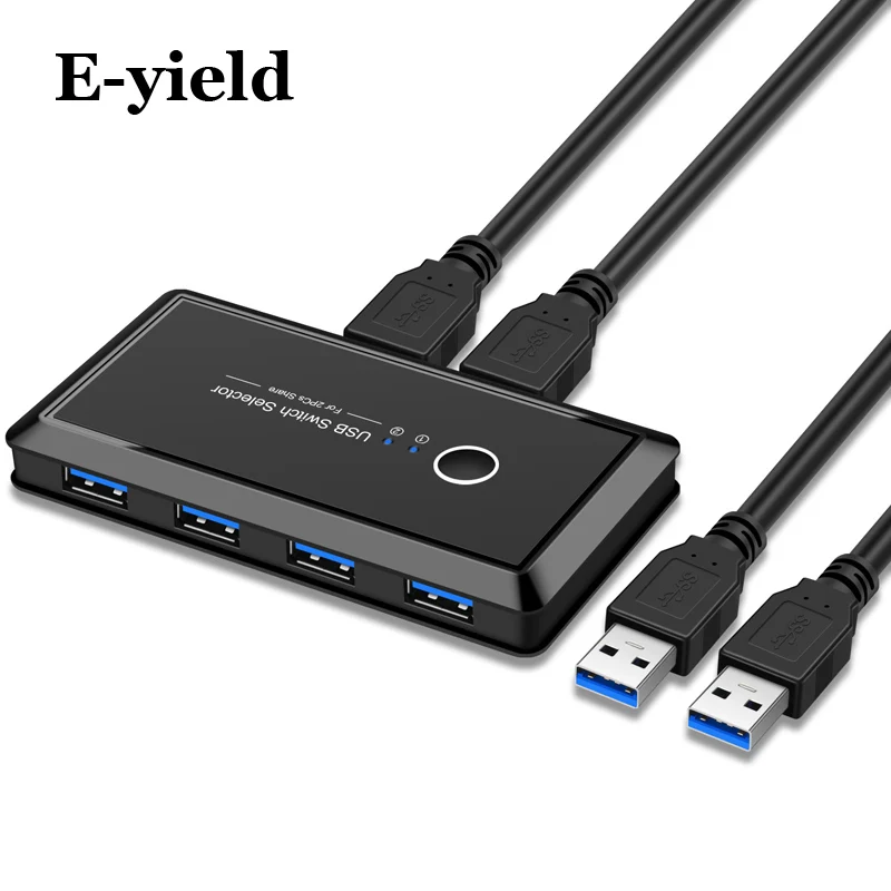 USB KVM переключатель коробка USB 3,0 2,0 переключатель 2 порта ПК обмен 4 устройства для клавиатуры мышь принтер монитор с 2 usb-кабелем