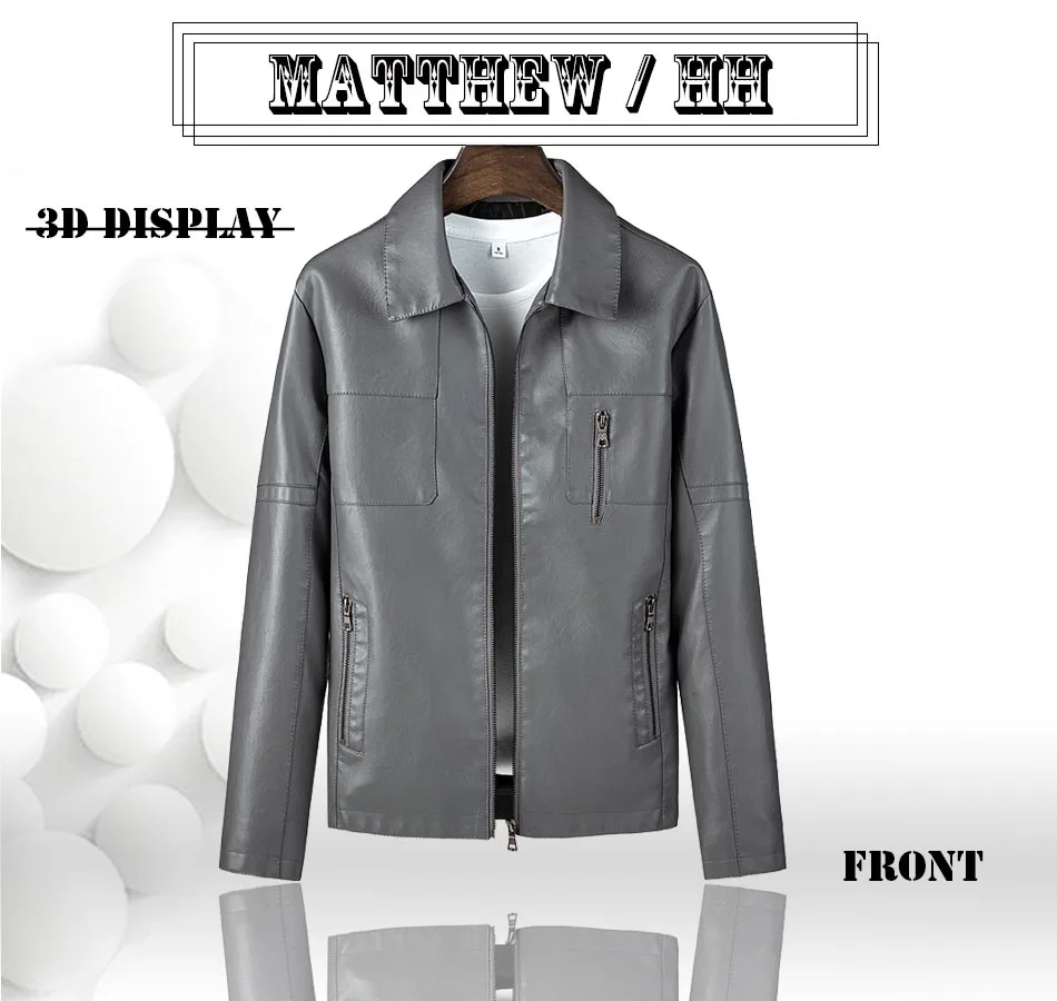 

2020 MATTHEW/HH Autumn Men's leather jacket Male zipper Lapel Pu jacket men's motorcycle casual fashion jacket winter Y056