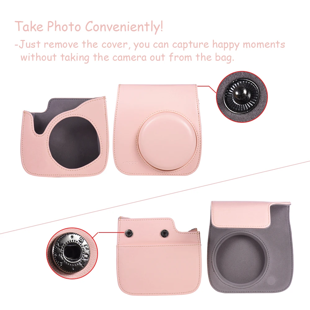Andoer 14 in 1 Accessories Kit for Fujifilm Instax Mini 8/8+/8s/9 w/ Camera Case/Strap/Sticker/Selfie Lens/5*Colored Filter etc