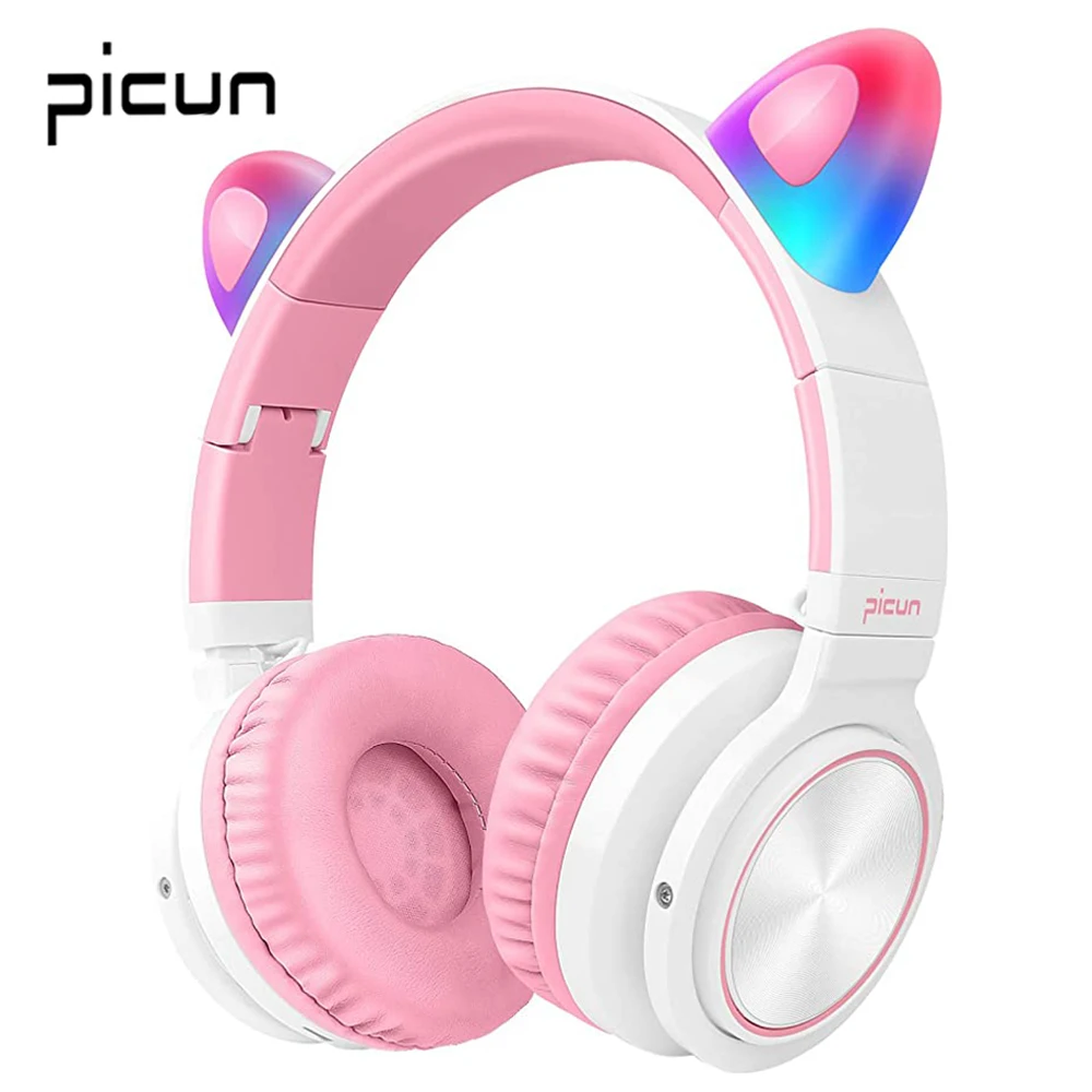Picun Lucky кошачьими ушками на капюшоне детская наушники Bluetooth 5 0 светодиодный