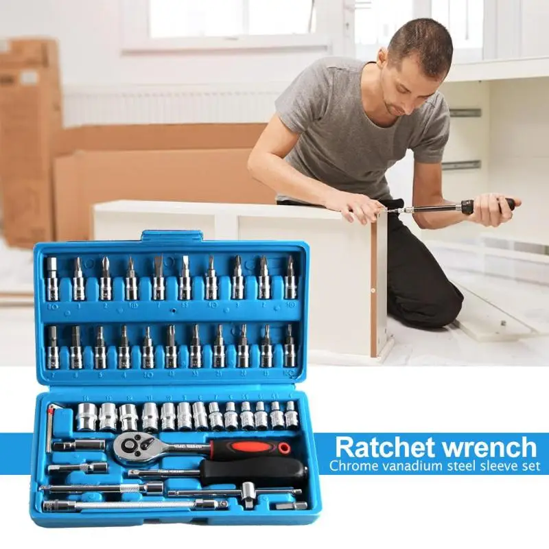 Car Repair Tool 40/46pcs/set Chromium Vanadium Steel Combination Wrench Socket Spanner Auto Repairing Set For | Инструменты