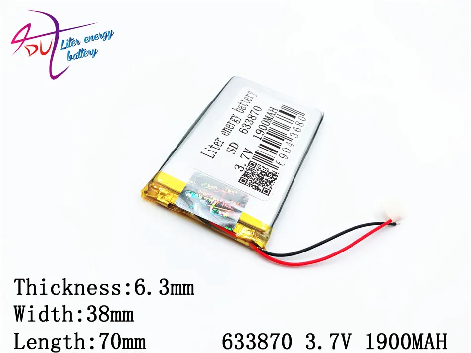 3 7 V 1900mAH 633870 654070 плиб полимерный литий-ионный аккумулятор для GPS mp3 mp4 mp5 dvd bluetooth