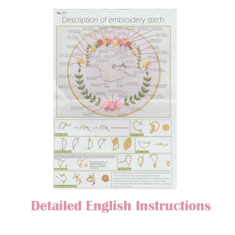 

Cartoon Animal DIY Embroidery Kit with Hoop for Beginner Pattern Printed Cross Stitch Sewing Art Craft Painting Home Decor