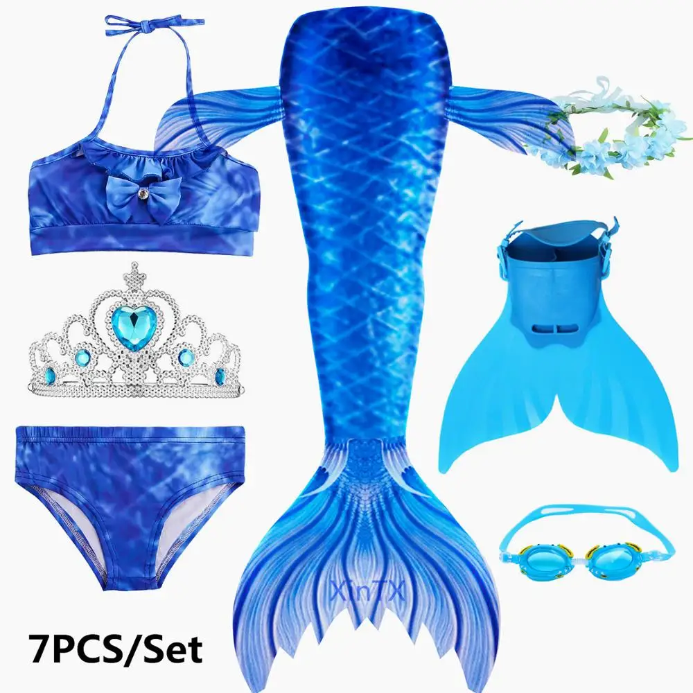 Новинка! 7 шт. детская гирлянда с хвостом Русалочки для девочек ластами венок в