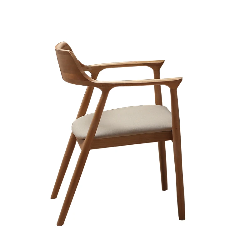 

Nordic solid wood dining chair home leisure backrest armrest teacher chair simple horn chair cafe log y chair