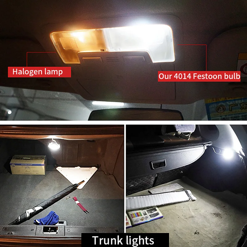 

Car LED Lights Car Vehicle License Bulbs Reading Lights Auto Dome Lamp 31mm 36mm 39mm 41mm 12V C5w C10w Roof Light 2Pcs