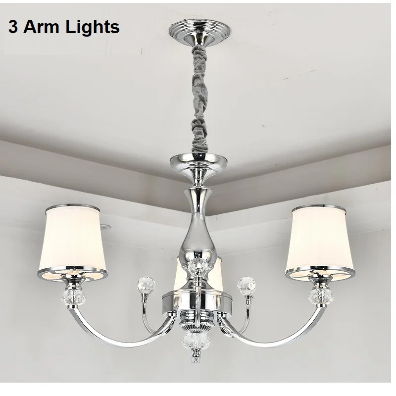 3 Arm Chandelier Современные блестящие хромированные металлические светодиодные люстры, хрустальные люстры для гостиной, светодиодные подвесные люстры, Светильники для спальни, светодиодные подвесные светильники - Цвет абажура: 3 Arm Chandelier