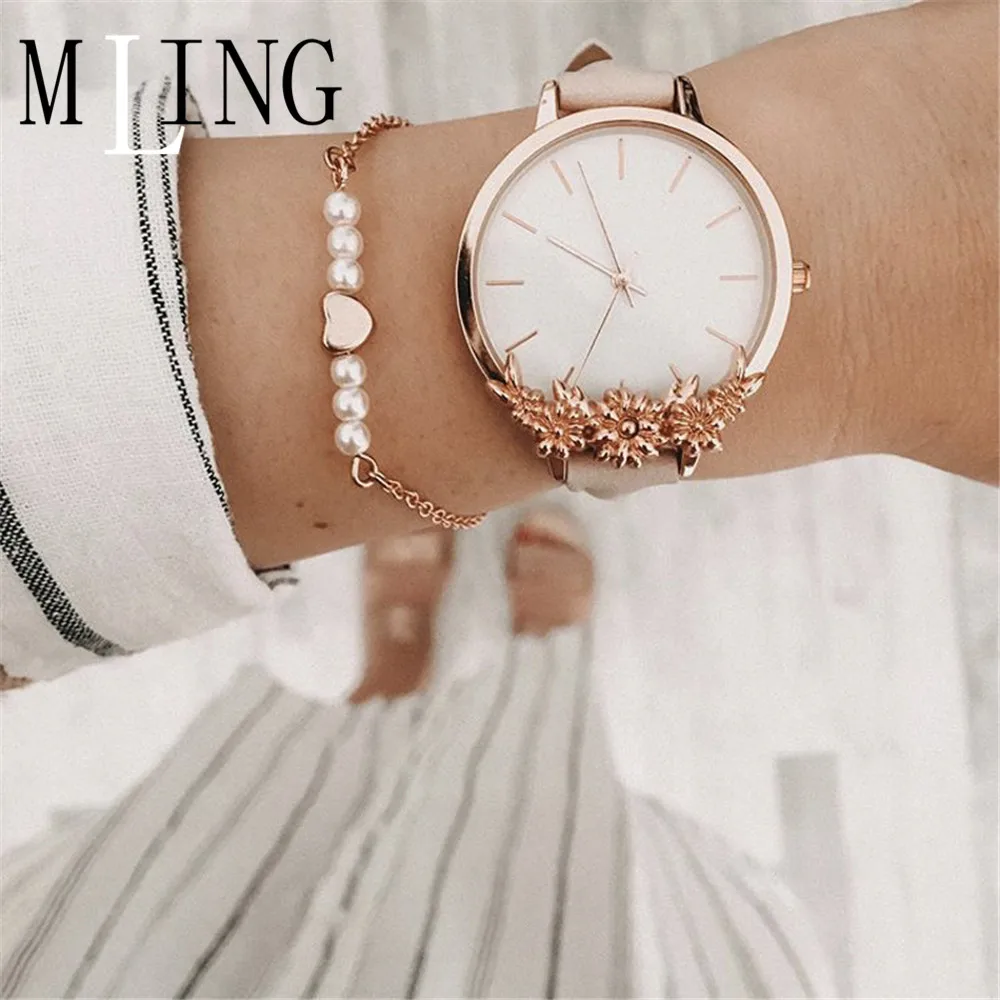 Новый простой золотистый браслет MLING с цепочкой модный жемчугом и сердцем для