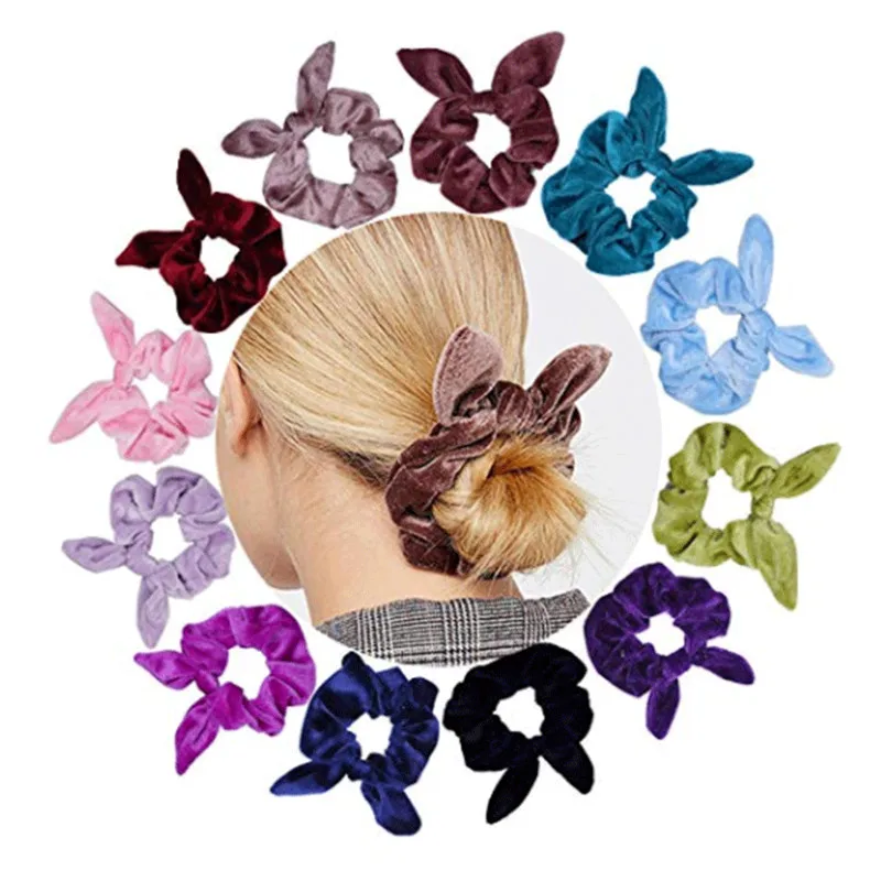 

Flower Elastic Rubber Band For Woman Girl Ponytail Holder Velvet Hair Ring Cute Rabbit Ear Hair Rope Scrunchies Hair Accessories