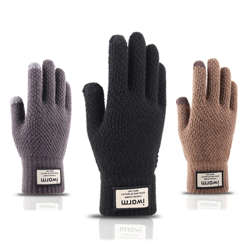 Зимняя Осенняя вязаная Glovess сенсорный экран мужские утепленные шерстяные