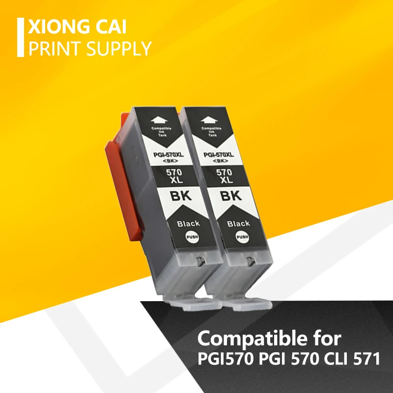 Черные картриджи PGI570 PGI 570 для Canon PIXMA MG5750 MG5751 MG5753 MG6850 MG6851 MG6852 MG7750 2 шт.|Чернильные