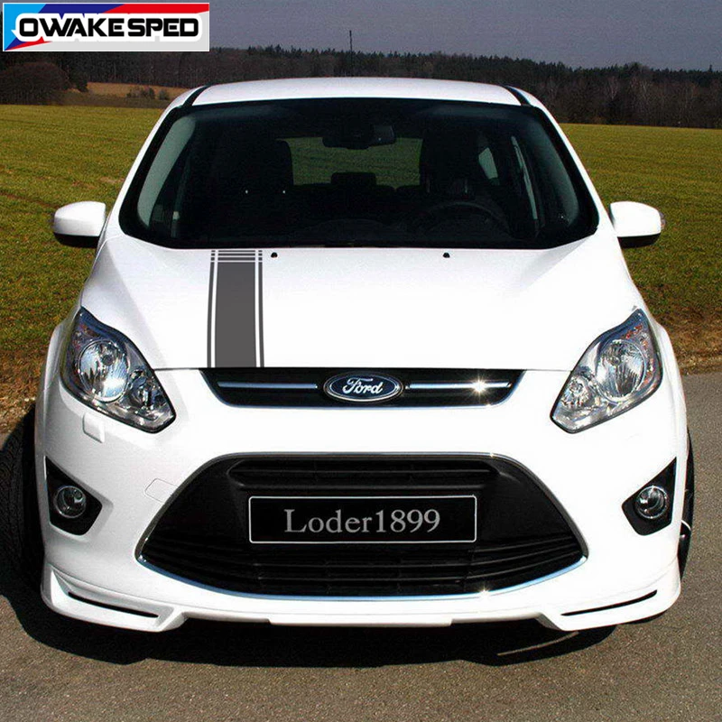 Для Ford C-MAX капот спортивные полосы гоночный Стайлинг Авто тело DIY виниловые наклейки для автомобиля капот крышка двигателя декоративные наклейки