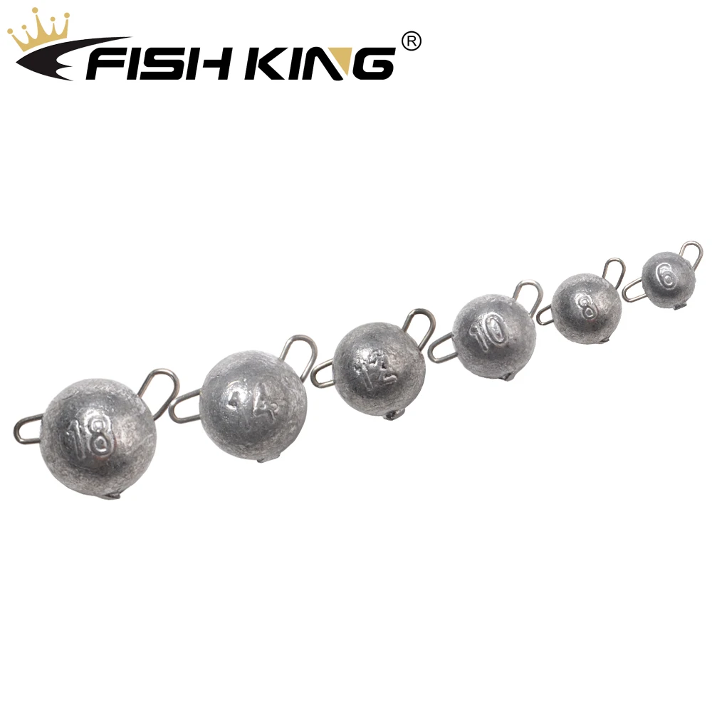 

FISH KING 5pcs/pack Weight 6g/8g/10g/12g/14g/18g Fishing Lead Sinker Fishing Accesories Jig Head Lead Bullet Soft Lure