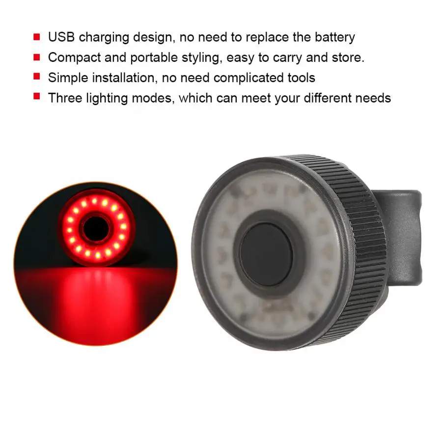 USB Rechargeable Bicycle LED Taillight Bike Rear Light Warning Lamp Compact Styling | Безопасность и защита