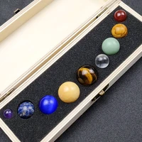 9pcs natural crystal planet ornament with collection box the nine planets of the solar system stones specimen ore samples gift