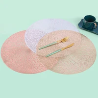 4pcs placemat restaurant table hollow nonslip insulation round pvc placemat high end welcome banquet golden table decoration mat