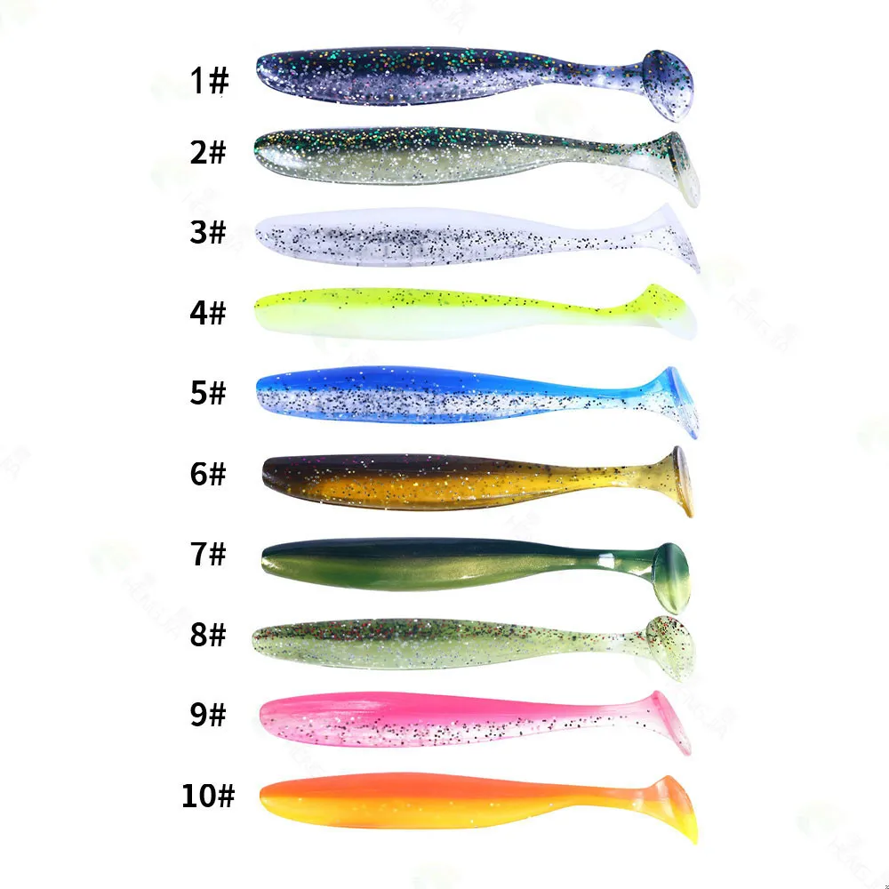 

10pcs 5cm 7cm 9cm fishing soft bait double color T-tail curling tail hanging fishing soft insect bait artificial bait