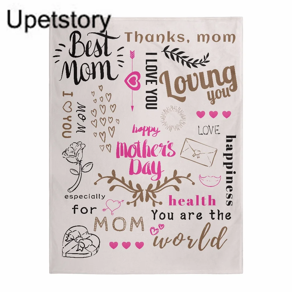 

Upetstory Lightweight Throw Blanket To My Loving Mother Print Home Warm Spring Plush Blanket for Women Bed Travel Sherpa Blanket