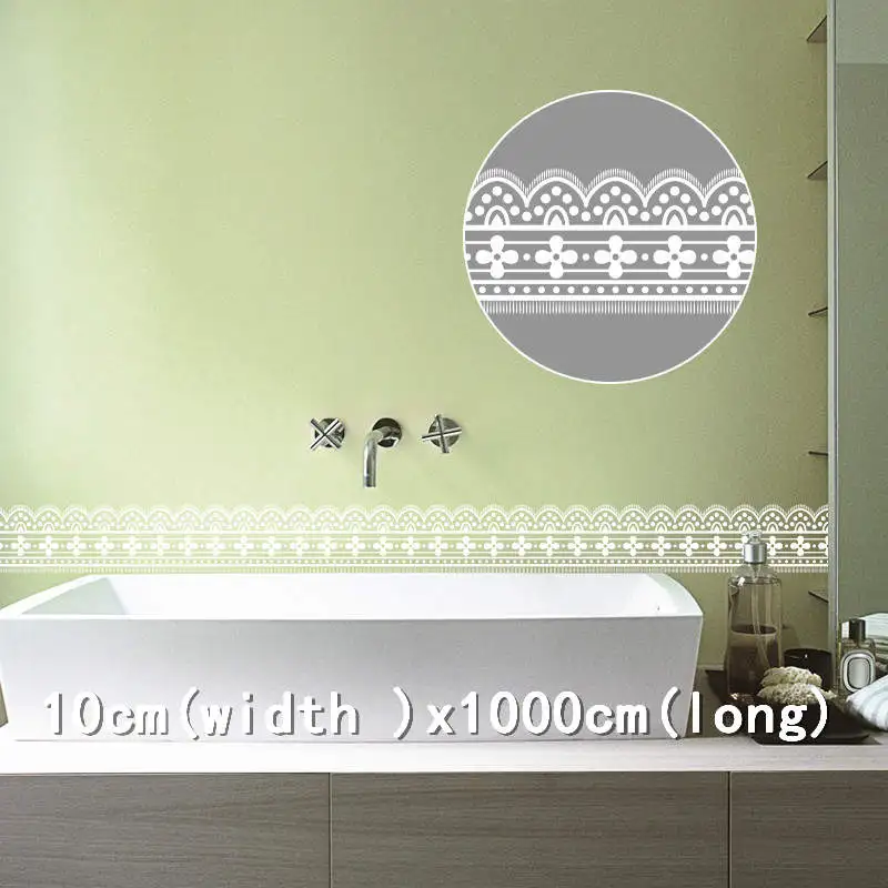 

Waistline Stickers PVC Bath Room Wallpaper Designed Waist Wallpaper 3D Border Walls Roll Stereo Waterproof Wall Stickers