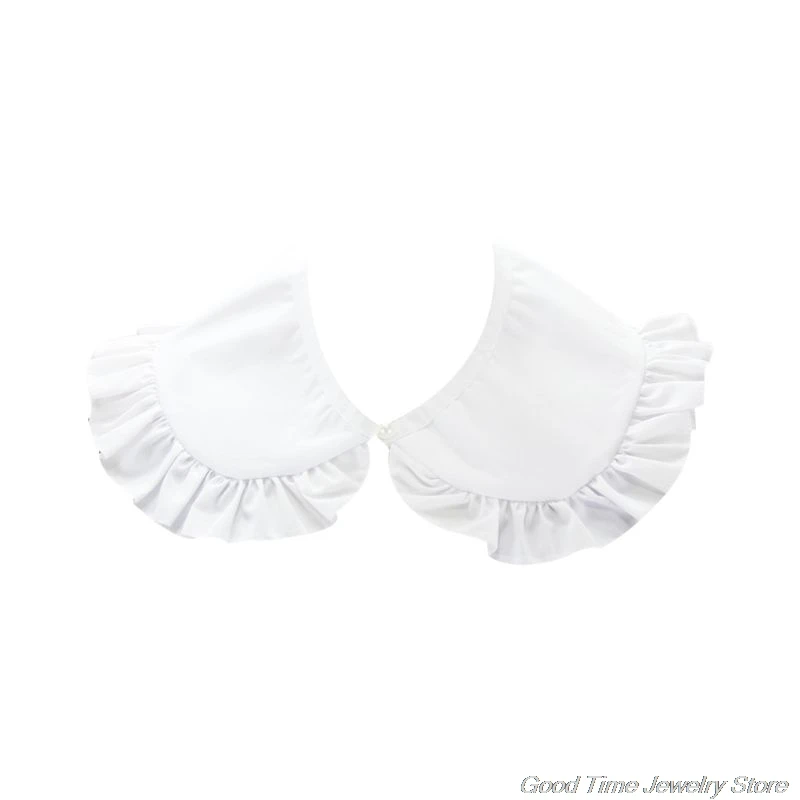 

Japanese Sweet Women Girls White Doll False Fake Collar Pleated Ruffles Patchwork Trim Detachable Half Shirt Shawl F06 21