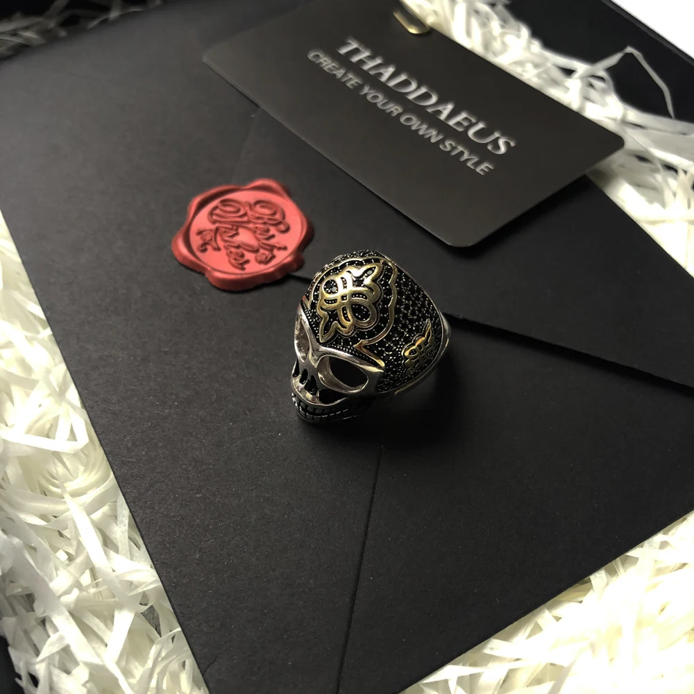 Коктейльное кольцо с черным черепом новый подарок для женщин и мужчин