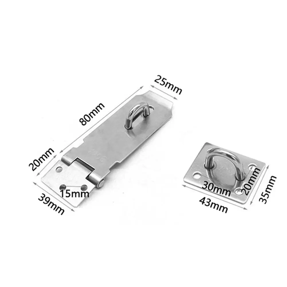 

3/4/5 Inch Hasp Staple Shed Latch Stainless Steel Door Lock Padlock Clasp for Doors Cabinets Box Drawer