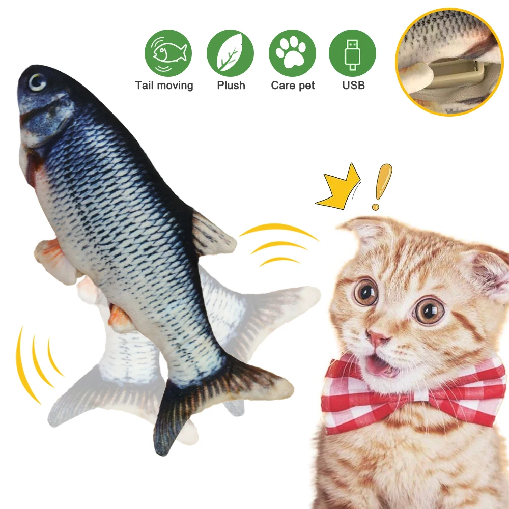 Игрушка для кошек 30 см рыба с электрической зарядкой через USB имитация рыбы