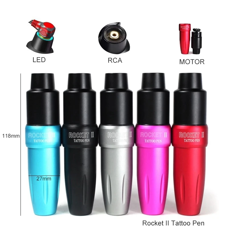 Free Shipping Rocket II Tattoo Pen Rotary Pen Gun with Light Powerful Japan Motor Tattoo Pen for Linner & Shader Tattoo Machine