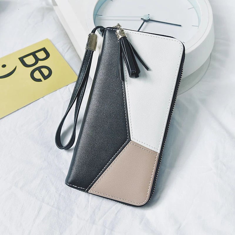 Геометрические женские кошельки на молнии розовый кошелек с карманом для