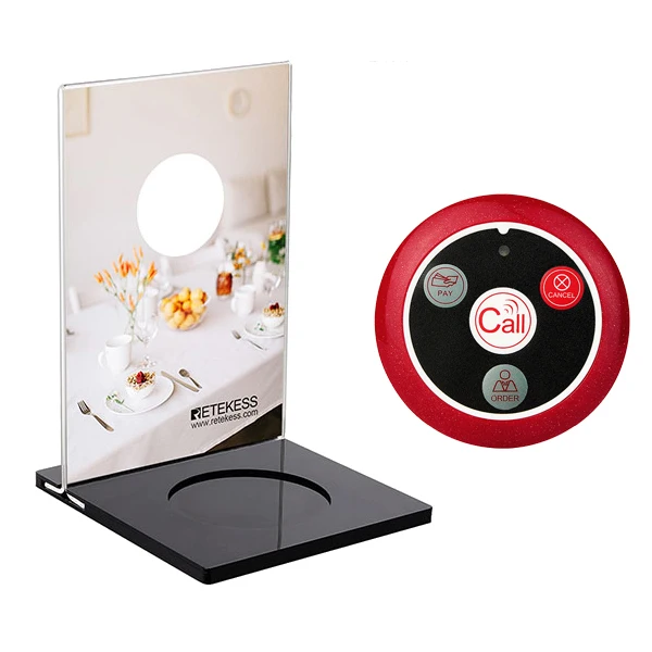 With T117 Button Retekess TD024 Механическая настольная карта для вызова кнопка ресторан пейджер обслуживание клиентов беспроводной звонящий Официант кнопка вызова - Цвет: With T117 Button