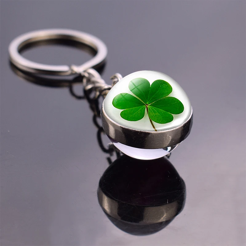 Shamrock Lucky Clover хрустальный шар брелок четырехлистный клевер стеклянный кабошон для