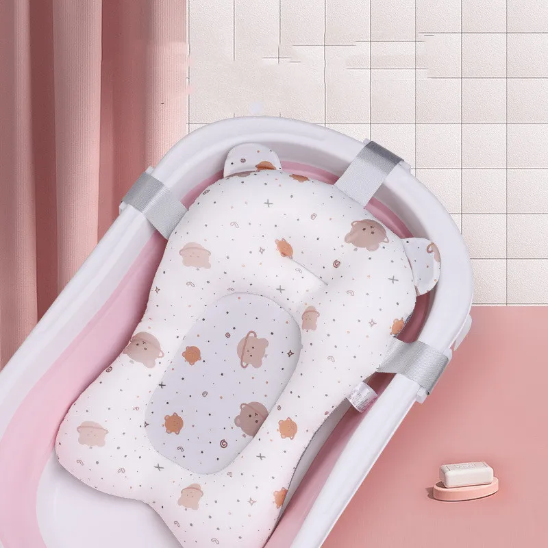 Baby Shower Bath Tub Pad Non-Slip Newborn Bathtub Mat Safety Nursing Foldable Support Comfort Body Cushion Mat Pillow Cartoon