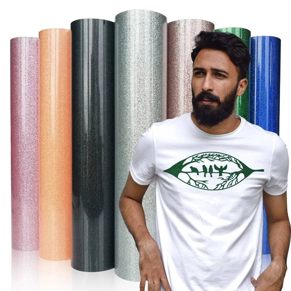 

Free Shipping 12"x40"/30x25cm Powder Glitter Heat Transfer Vinyl Roll Iron On Vinyl for Cutting Machines HTV T-Shirts DIY Design