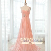 real picture free shipping 2015 hot seller new design sweetheart long one shoulder custom sizecolor chiffon bridesmaid dresses