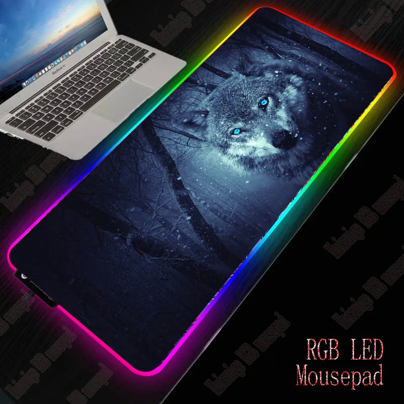 Игровой коврик для мыши XGZ с волчьими животными игровой компьютерный RGB подсветка
