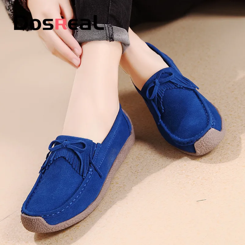 

Женские замшевые лоферы Dosreal, без застежки, на плоской подошве, с бахромой, на резиновой подошве, черные мокасины, лоферы