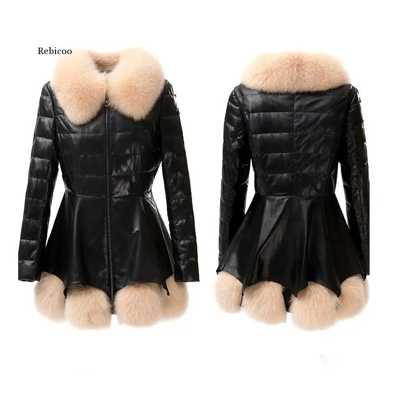 Новая зимняя Женская куртка с воротником из искусственного лисьего меха длинное