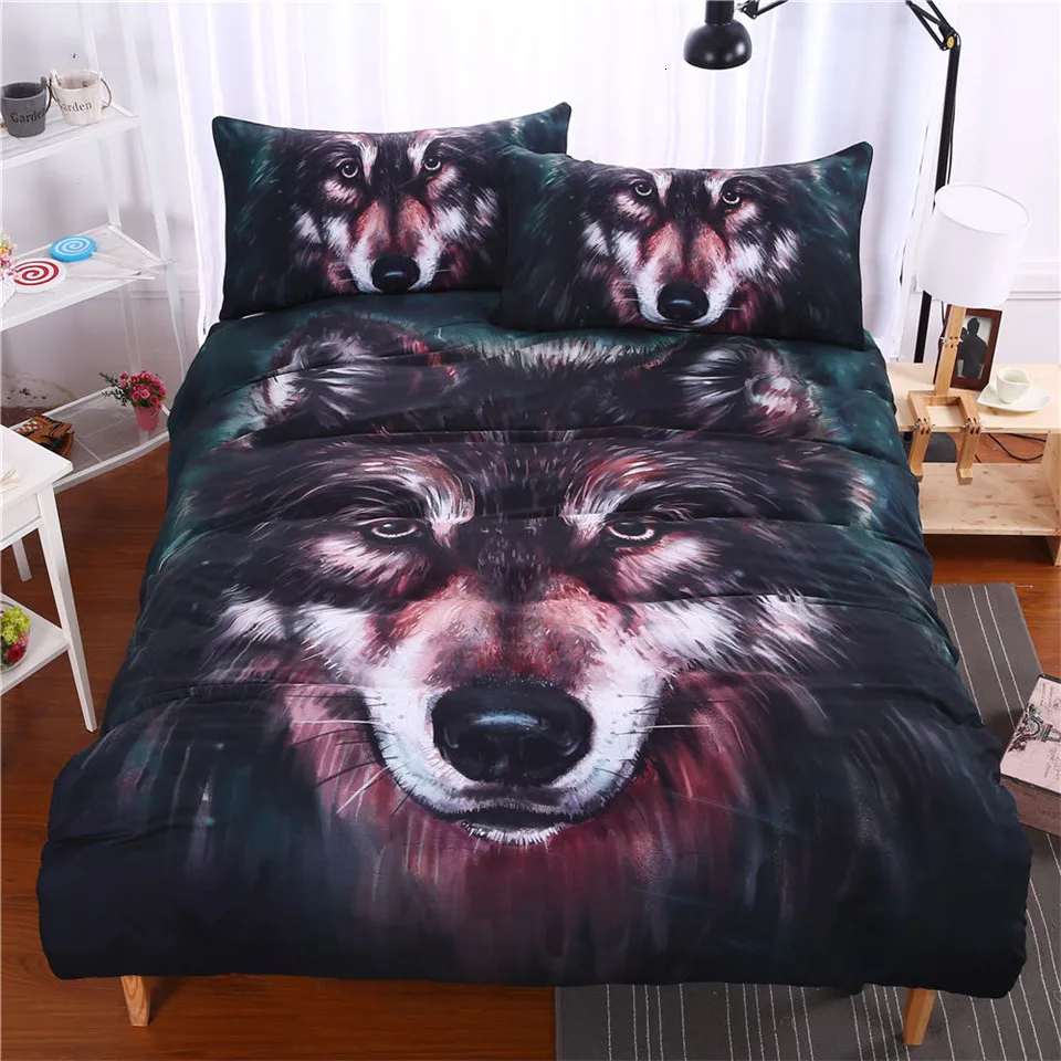 Постельные принадлежности Outlet Cosmic Wolf Комплект постельного белья прослушивание музыки пододеяльник животные пододеяльник красочные хиппи домашний текстиль 3 предмета