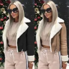 Куртка женская замшевая на молнии, с лацканами и кожаными пряжками, верхняя одежда из искусственной овечьей шерсти, мотоциклетная, зимняя, 2021