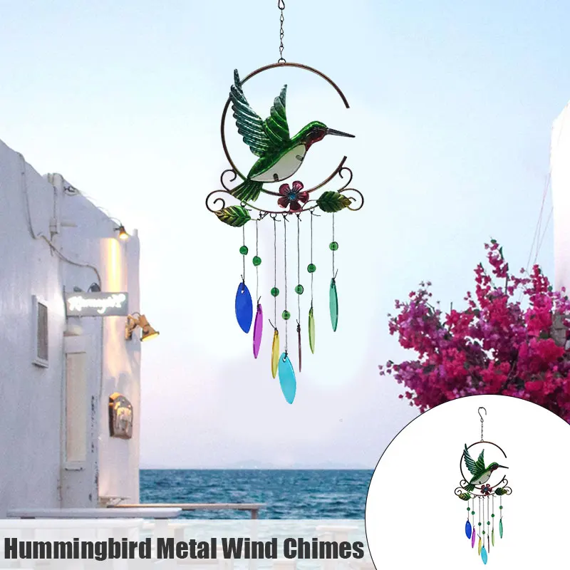 Витражные колокольчики Hummingbird с 7 цветами стеклянные кулоны металлические