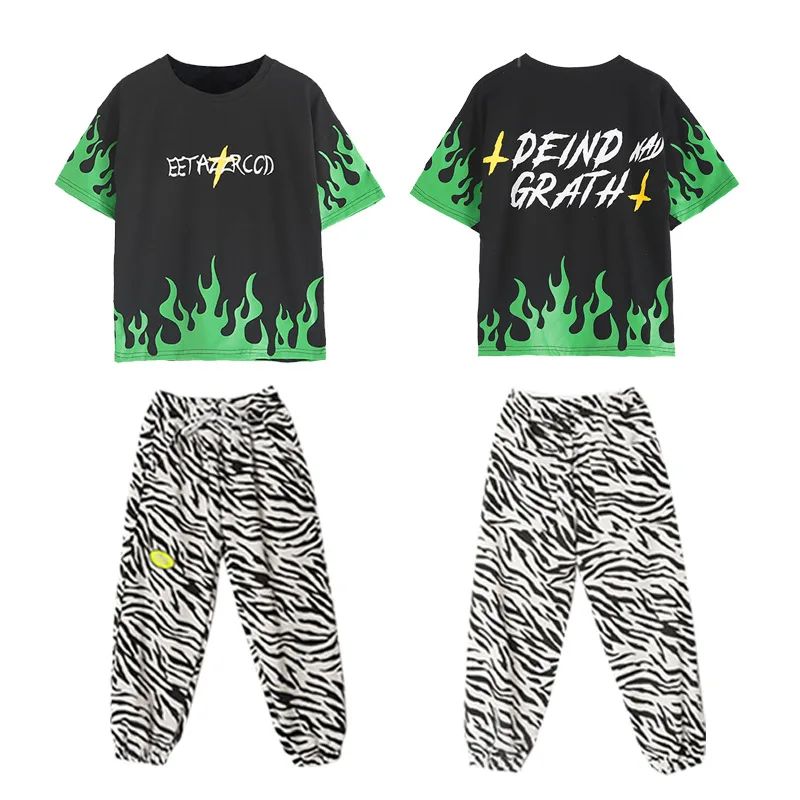 Лето 2021 Детские джазовые танцевальные костюмы футболка с коротким рукавом для