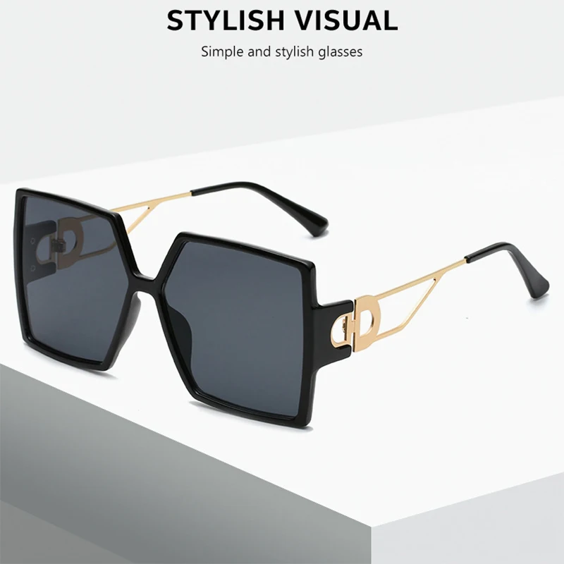 

Fashion Personality Oversized D Letter Hollow Sunglasses For Women Classic Square Big Driving Travel UV400 Sun Glasses De Sol