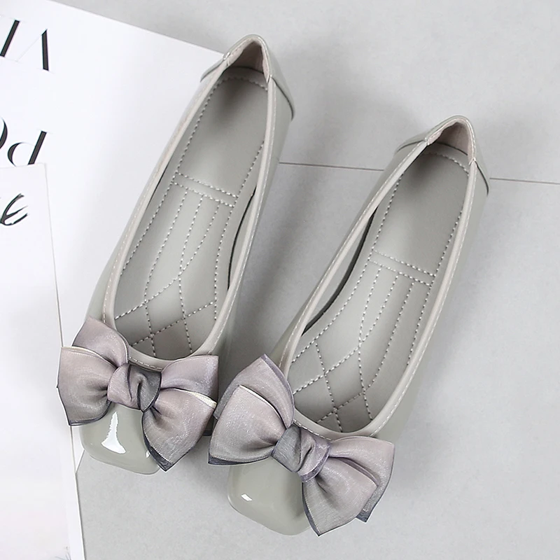 embroidered ballet flats shoes Fashion Pointed Toe Women Flats Shoes Bow Women Shoes Patent Leather Casual Single Summer Ballerina Shallow Mouth Shoes AC534 bridal slingbacks