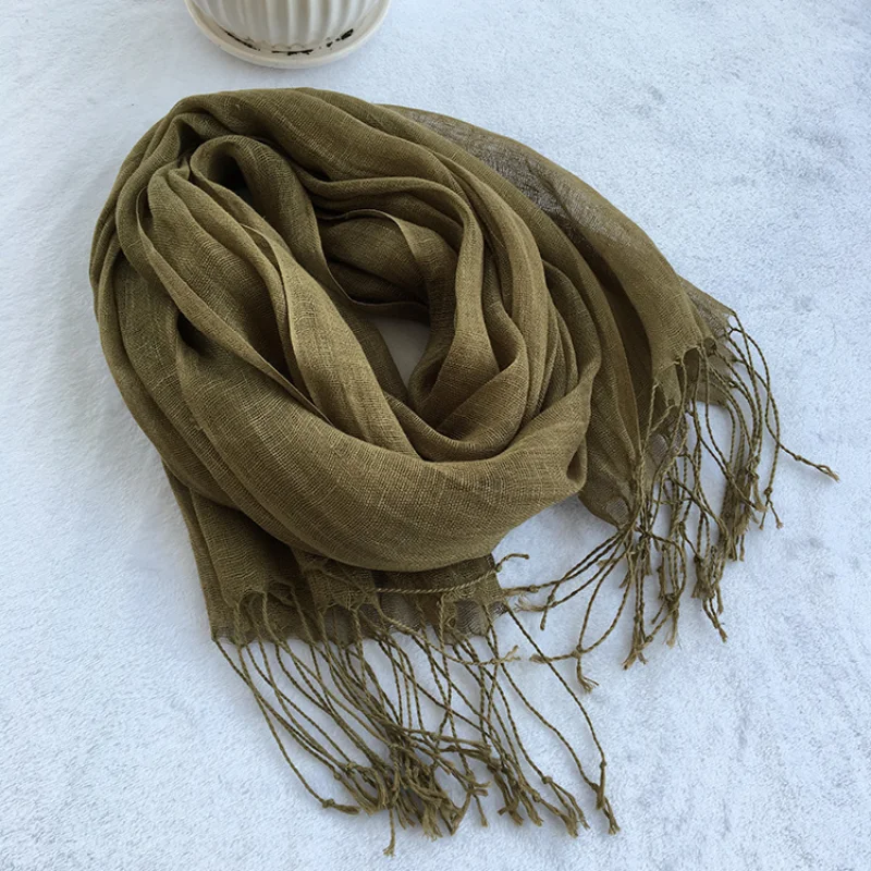 

2021 autumn and winter thin linen candy color scarf travel holiday sunscreen shawl shade fresh and fashionable silk scarf