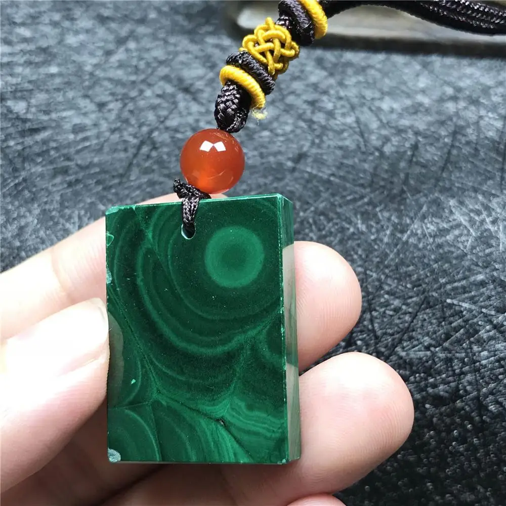 Natural Green Malachite Pendant Necklace Jewelry For Women Man Crystal 31x23x7mm Beads Gemstone Agate Bead Rope Chain AAAAA | Украшения и
