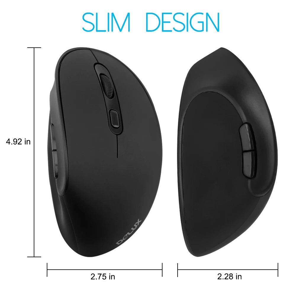 Мышь Компьютерная Delux Вертикальная беспроводная 2 4 ГГц USB 1600DPI | Компьютеры и офис