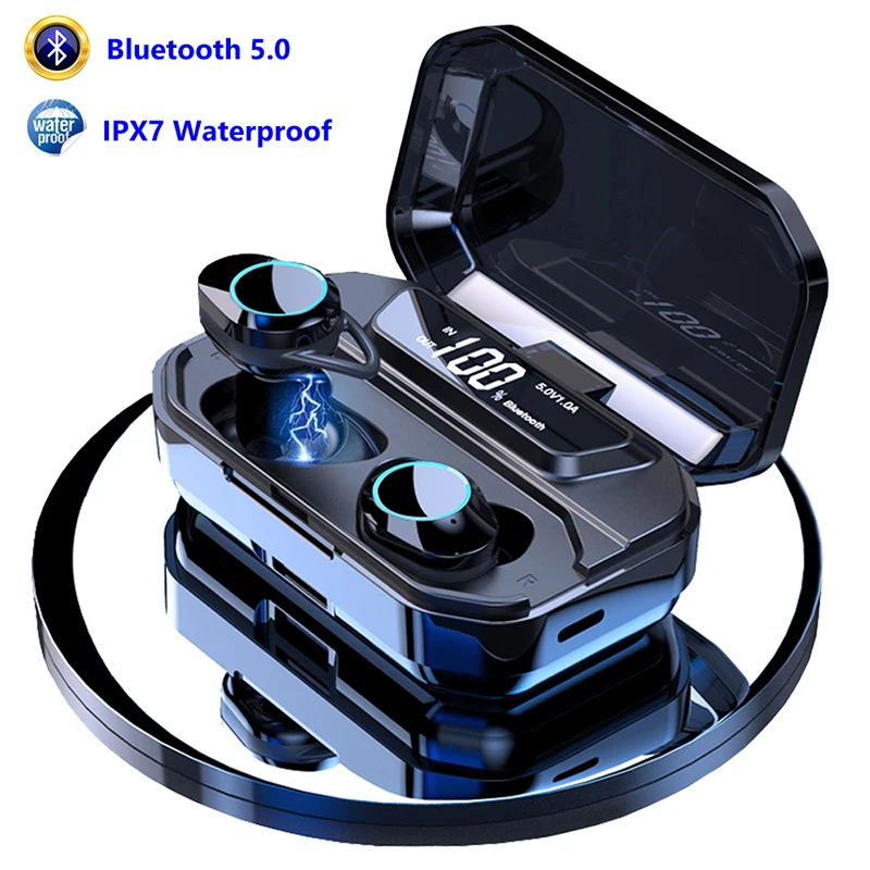 G02 3300 мАч Внешний аккумулятор Bluetooth наушники истинные беспроводные мини