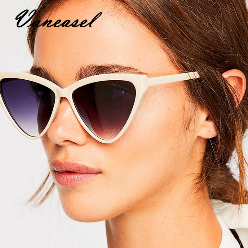 VANEASEL Sexy Ladies Brand Designer Sunglasses Women Luxury Plastic Sun Girls Glasses Female Classic Retro Cat Eye Oculos De Sol |