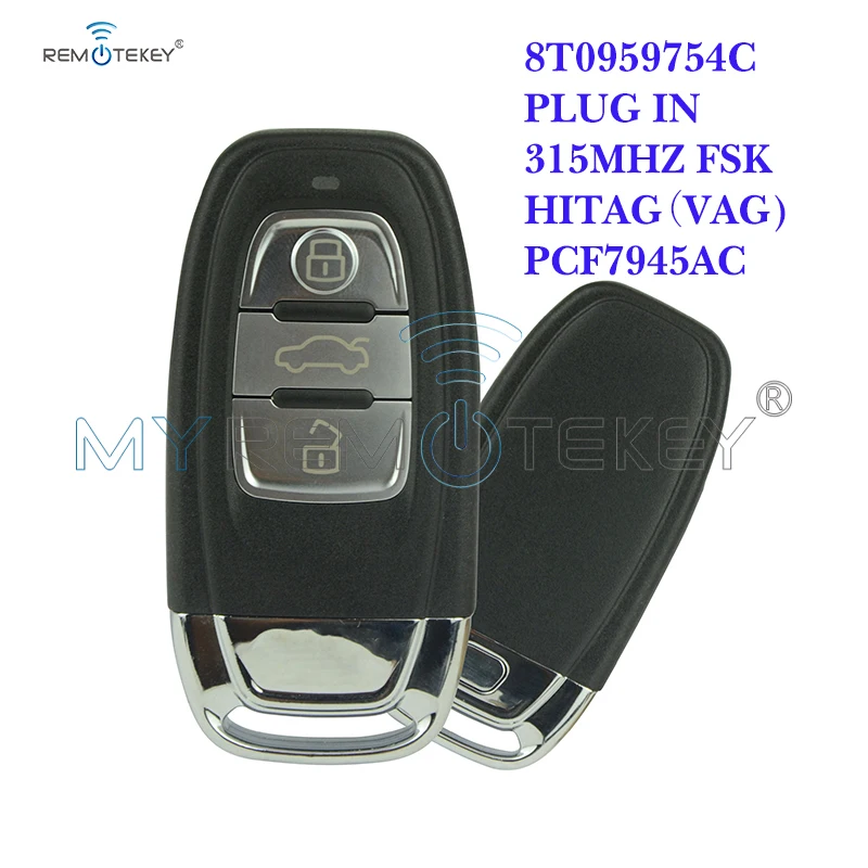 Умный ключ Remtekey 3 кнопки с вставной 315 МГц 8T0959754C для Audi A4 A6 Q5 SQ5 Замена