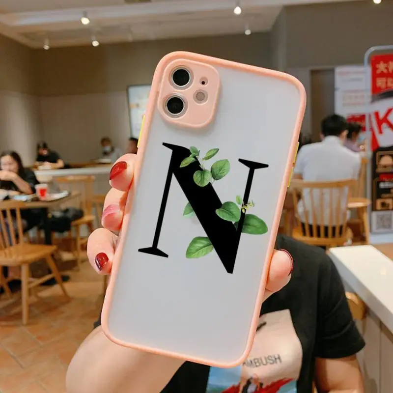 

letters flower Phone Case Simple Matte Bumper Phone Case For iphone12 11 Pro Max X XS Max XR 7 8 Plus 12mini Shockproof Cover